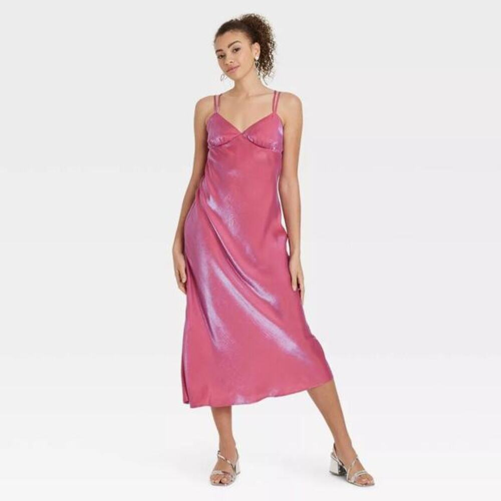 Wild Fable‎ Women's Pink Iridescent Maxi Slip Dress Size M